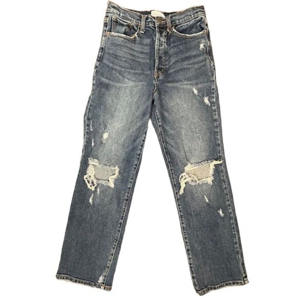 CELLO High Rise Dad Jeans Distressed Medium Wash Juniors Size 5 - Picture 1 of 11